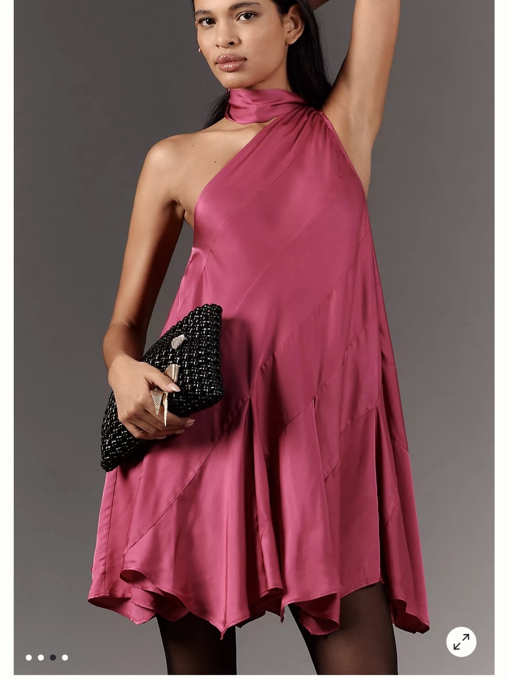 ANTHROPOLOGIE Asymmetric Halter Mini Dress Size S Pink